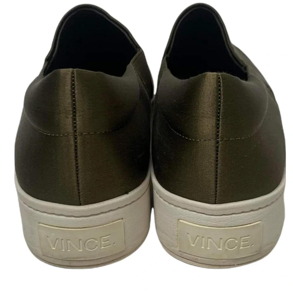 Vince. Warren Slip-On Platform Sneaker Olive Green Satin Size 9.5 - Picture 6 of 8